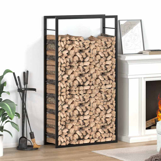 Vidaxl haardhoutrek matzwart 80x28x154 cm staal