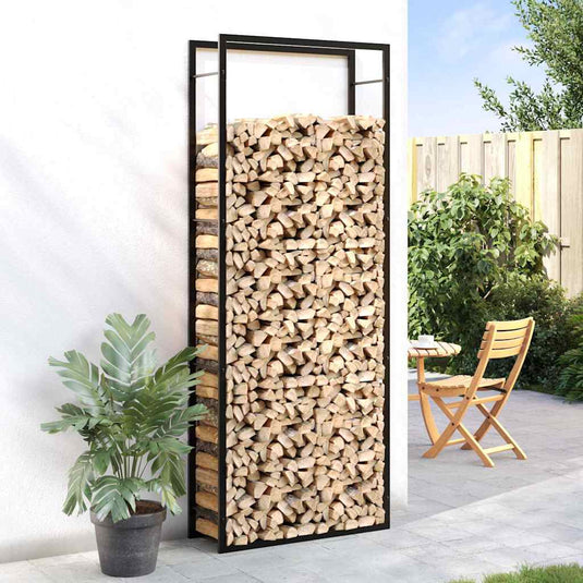 Vidaxl haardhoutrek matzwart 80x28x222 cm staal