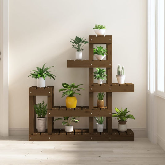 VidaXL Plantenstandaard 92x25x97 cm massief grenenhout honingbruin