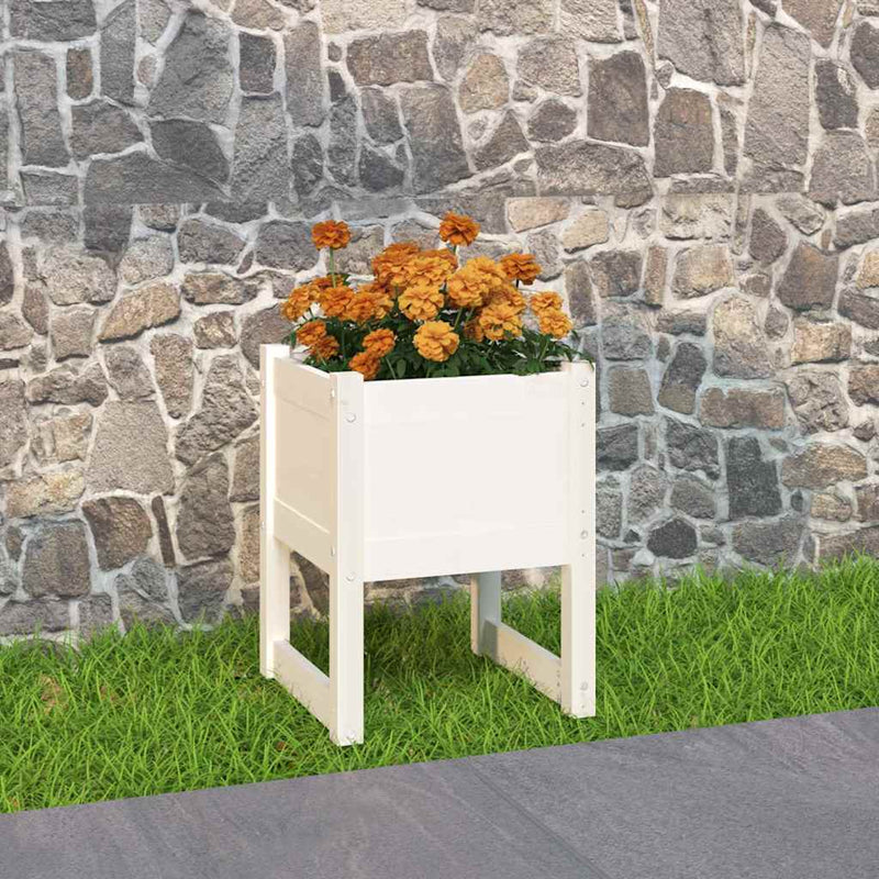 Load image into Gallery viewer, Vidaxl plantenbak 40x40x52,5 cm massief grenenhout wit
