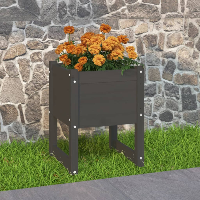 Load image into Gallery viewer, Vidaxl plantenbak 40x40x52,5 cm massief grenenhout grijs
