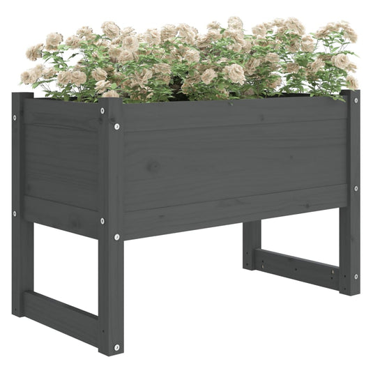 Vidaxl plantenbak 78x40x52 cm massief grenenhout grijs
