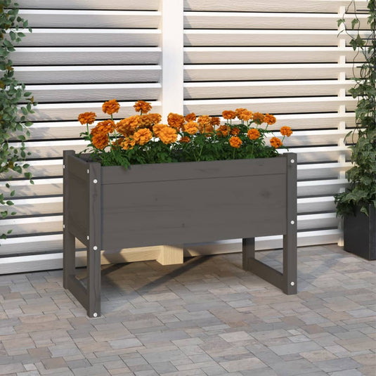 Vidaxl plantenbak 78x40x52 cm massief grenenhout grijs