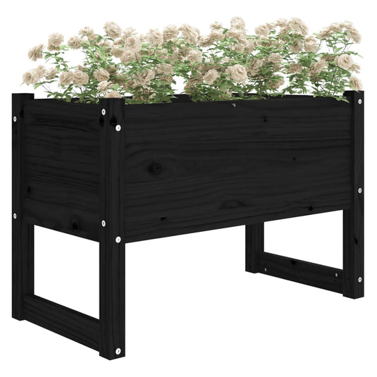 Vidaxl plantenbak 78x40x52 cm massief grenenhout zwart
