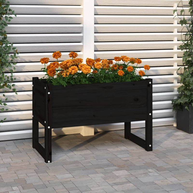 Load image into Gallery viewer, Vidaxl plantenbak 78x40x52 cm massief grenenhout zwart
