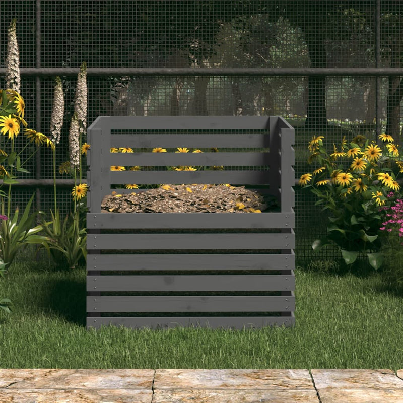 Load image into Gallery viewer, Vidaxl compostbak 80x80x78 cm massief grenenhout grijs
