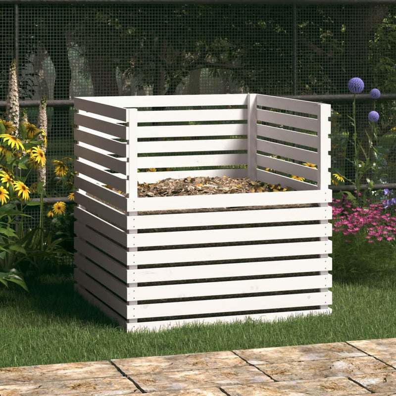 Load image into Gallery viewer, Vidaxl compostbak 100x100x102 cm massief grenenhout wit

