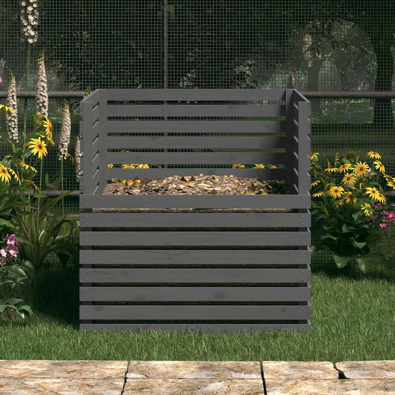 Load image into Gallery viewer, Vidaxl compostbak 100x100x102 cm massief grenenhout grijs
