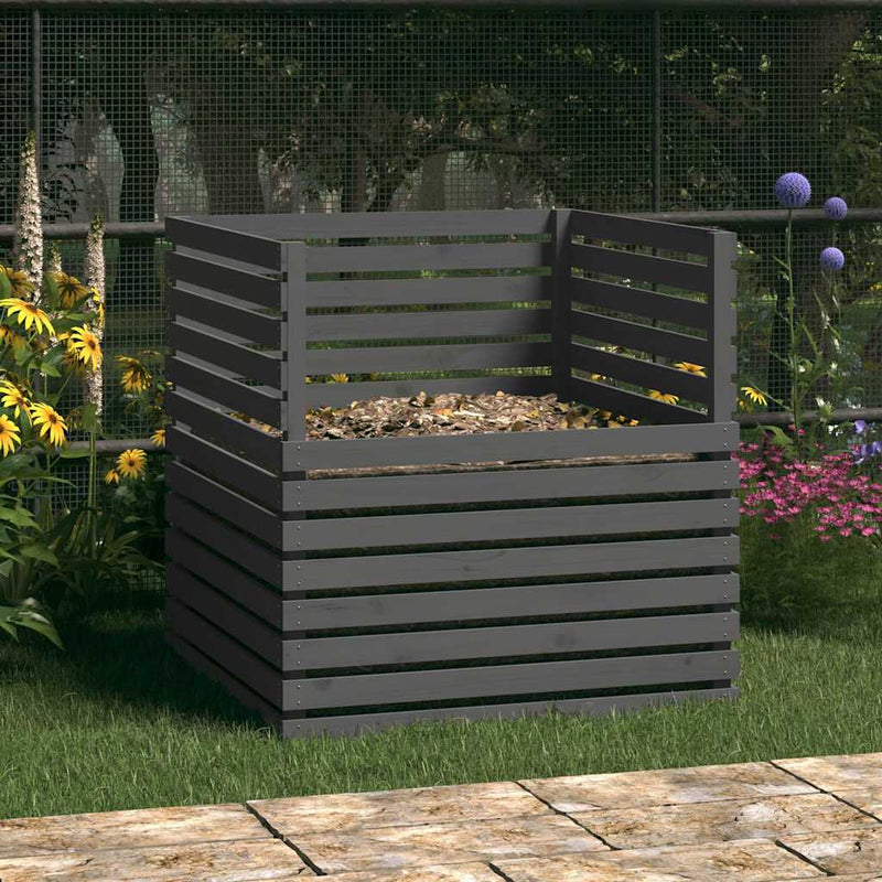 Load image into Gallery viewer, Vidaxl compostbak 100x100x102 cm massief grenenhout grijs
