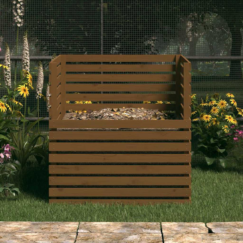 Load image into Gallery viewer, Vidaxl compostbak 100x100x102 cm massief grenenhout honingbruin
