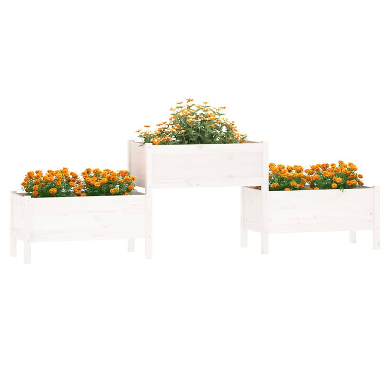 Load image into Gallery viewer, Vidaxl plantenbak 245,5x44x75 cm massief grenenhout wit
