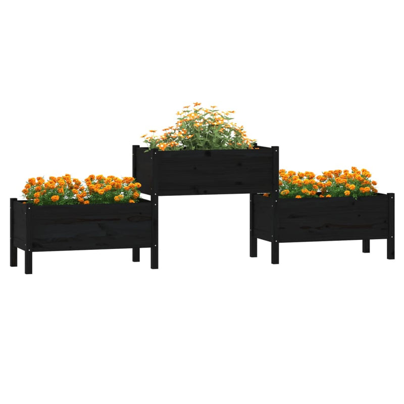 Load image into Gallery viewer, Vidaxl plantenbak 245,5x44x75 cm massief grenenhout zwart
