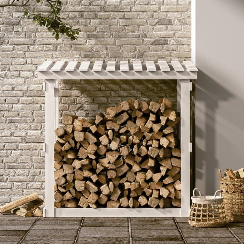 Afbeelding laden in galerijviewer, Vidaxl haardhoutrek 108x64,5x109 cm massief grenenhout wit
