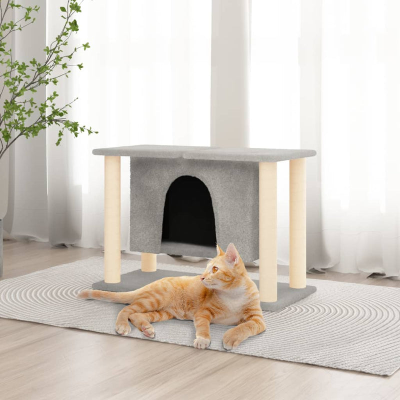 Afbeelding laden in galerijviewer, Vidaxl kattenmeubel met sisal krabpalen 50 cm lichtgrijs
