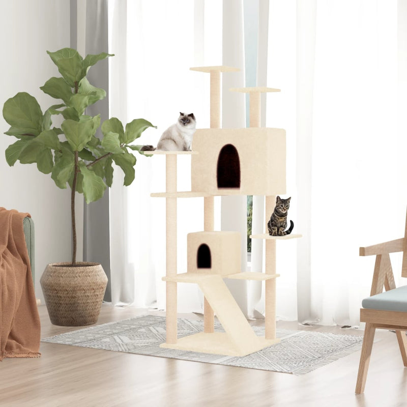 Load image into Gallery viewer, Vidaxl kattenmeubel met sisal krabpalen 153 cm crèmekleurig
