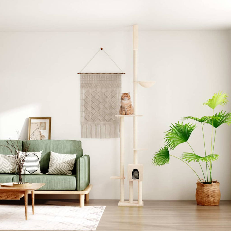 Load image into Gallery viewer, Vidaxl kattenmeubel vloer tot plafond 258,5-284,5 cm crèmekleurig
