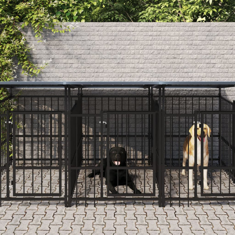 Load image into Gallery viewer, VidaXL Hondenkennel met dak 5,63 m² staal

