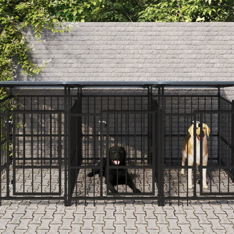 Load image into Gallery viewer, VidaXL Hondenkennel met dak 7,51 m² staal
