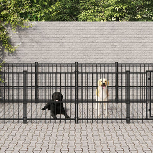 VidaXL Hondenkennel voor buiten 16,89 m² staal