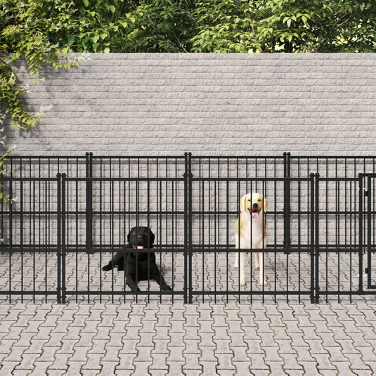 VidaXL Hondenkennel voor buiten 16,89 m² staal