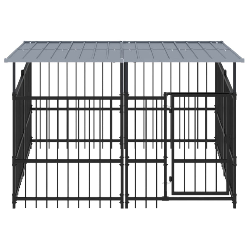 Load image into Gallery viewer, VidaXL Hondenkennel met dak 3,75 m² staal
