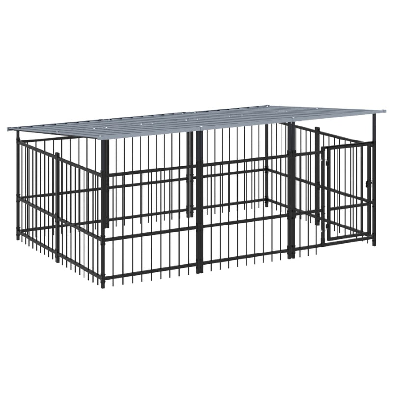 Load image into Gallery viewer, VidaXL Hondenkennel met dak 5,63 m² staal
