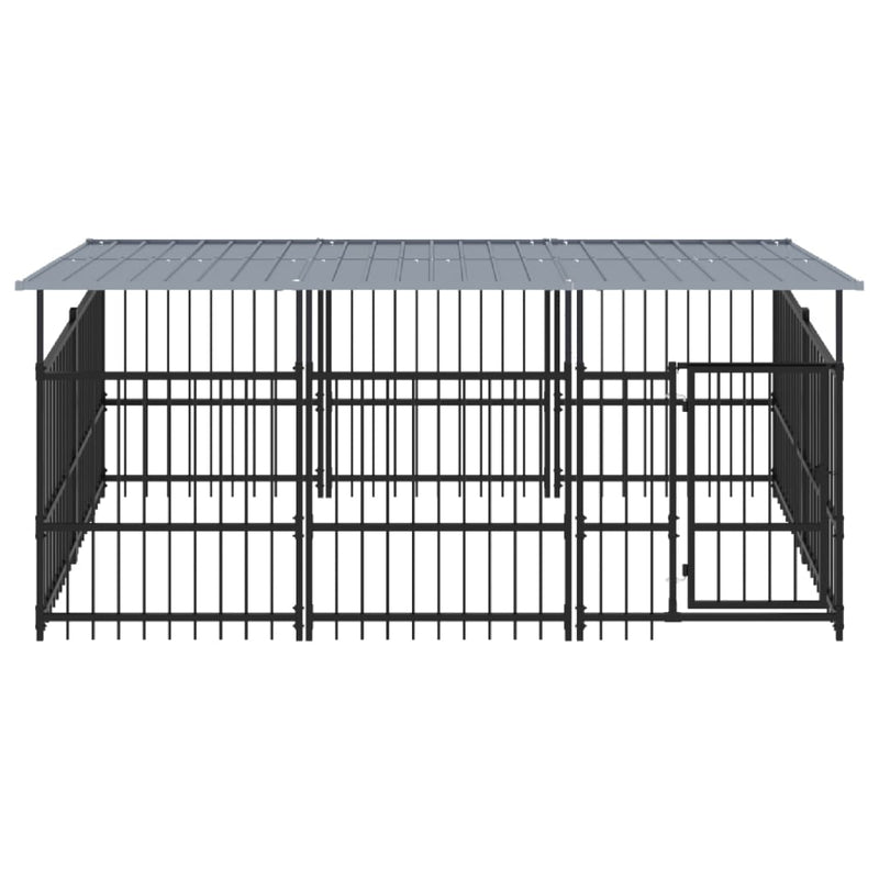Load image into Gallery viewer, VidaXL Hondenkennel met dak 5,63 m² staal
