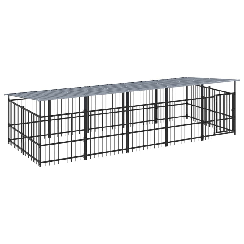 Load image into Gallery viewer, VidaXL Hondenkennel met dak 9,38 m² staal
