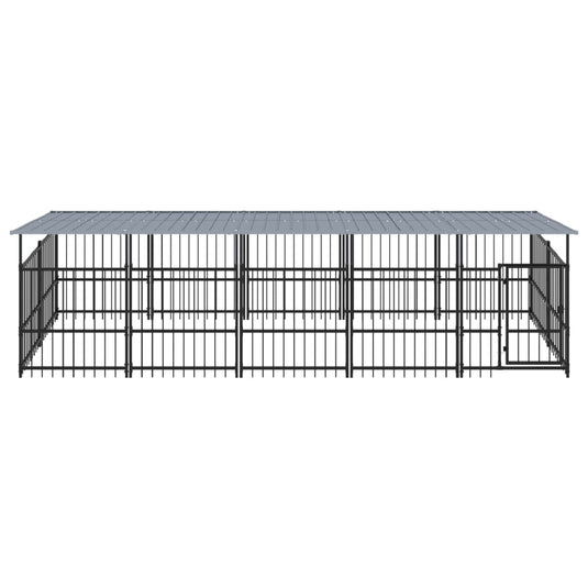 VidaXL Hondenkennel met dak 9,38 m² staal