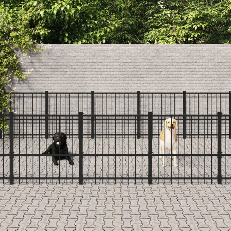 Load image into Gallery viewer, VidaXL Hondenkennel voor buiten 26,35 m² staal
