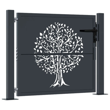 Vidaxl poort 100x75 cm met boomontwerp staal antracietkleurig
