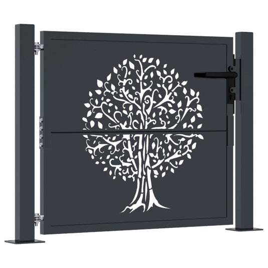 VidaXL Poort 105x80 cm met boomontwerp staal antracietkleurig