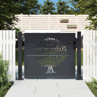 Vidaxl poort 100x75 cm met boomontwerp staal antracietkleurig