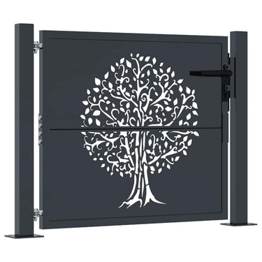 Vidaxl poort 100x100 cm met boomontwerp staal antracietkleurig