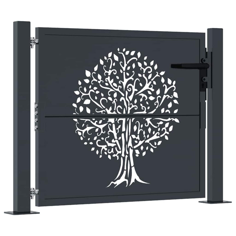Load image into Gallery viewer, Vidaxl poort 100x100 cm met boomontwerp staal antracietkleurig
