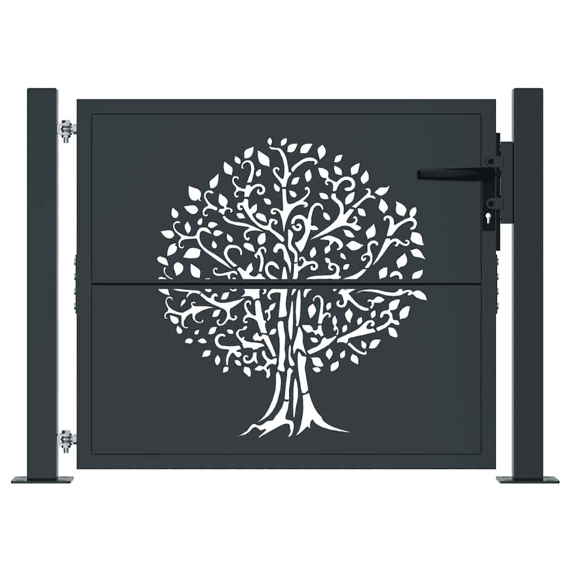 Load image into Gallery viewer, Vidaxl poort 100x100 cm met boomontwerp staal antracietkleurig
