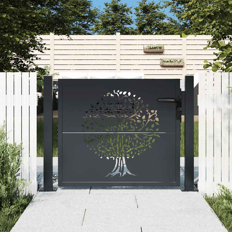 Load image into Gallery viewer, Vidaxl poort 100x100 cm met boomontwerp staal antracietkleurig
