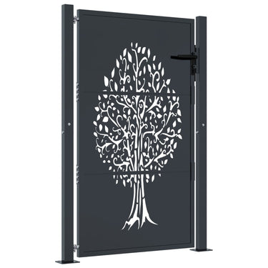 Vidaxl poort 100x125 cm met boomontwerp staal antracietkleurig