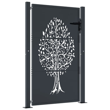 Vidaxl poort 100x150 cm met boomontwerp staal antracietkleurig