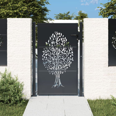 Vidaxl poort 100x150 cm met boomontwerp staal antracietkleurig