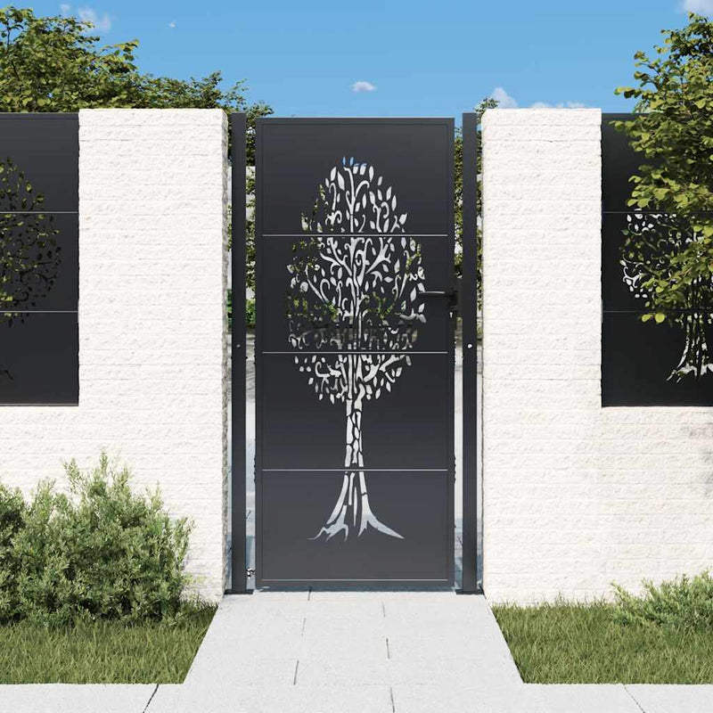 Load image into Gallery viewer, Vidaxl poort 100x200 cm met boomontwerp staal antracietkleurig

