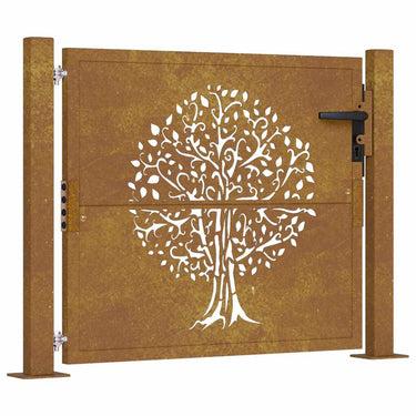 Vidaxl poort 100x75 cm boomontwerp cortenstaal