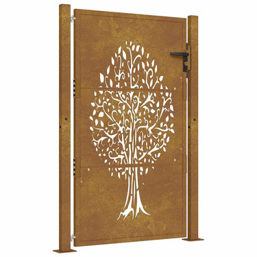 Vidaxl poort 100x125 cm boomontwerp cortenstaal