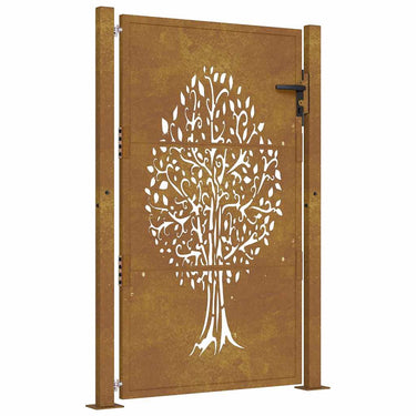 Vidaxl poort 100x150 cm boomontwerp cortenstaal