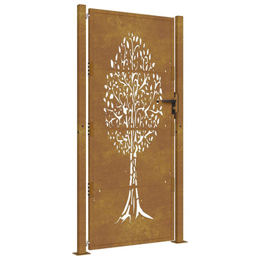 Vidaxl poort 100x175 cm boomontwerp cortenstaal
