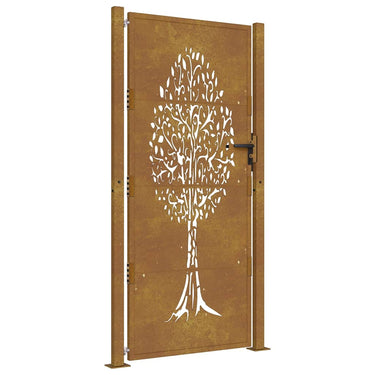 Vidaxl poort 100x200 cm cortenstaal boom ontwerp