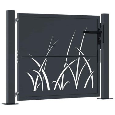 Vidaxl poort met grasontwerp 100x75 cm staal antracietkleurig