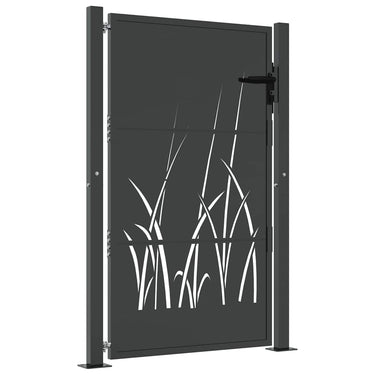 Vidaxl poort 100x125 cm met grasontwerp staal antracietkleurig