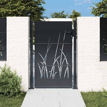 Vidaxl poort 100x125 cm met grasontwerp staal antracietkleurig