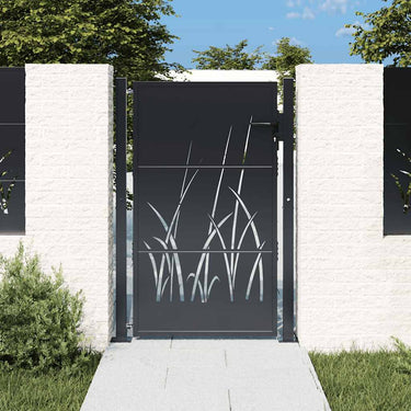Vidaxl poort 100x150 cm met grasontwerp staal antracietkleurig
